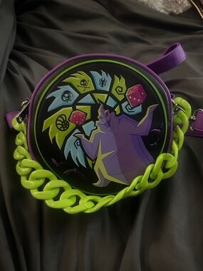 Disney Oogie boogie Round Purple & Neon Green Character Crossbody Bag